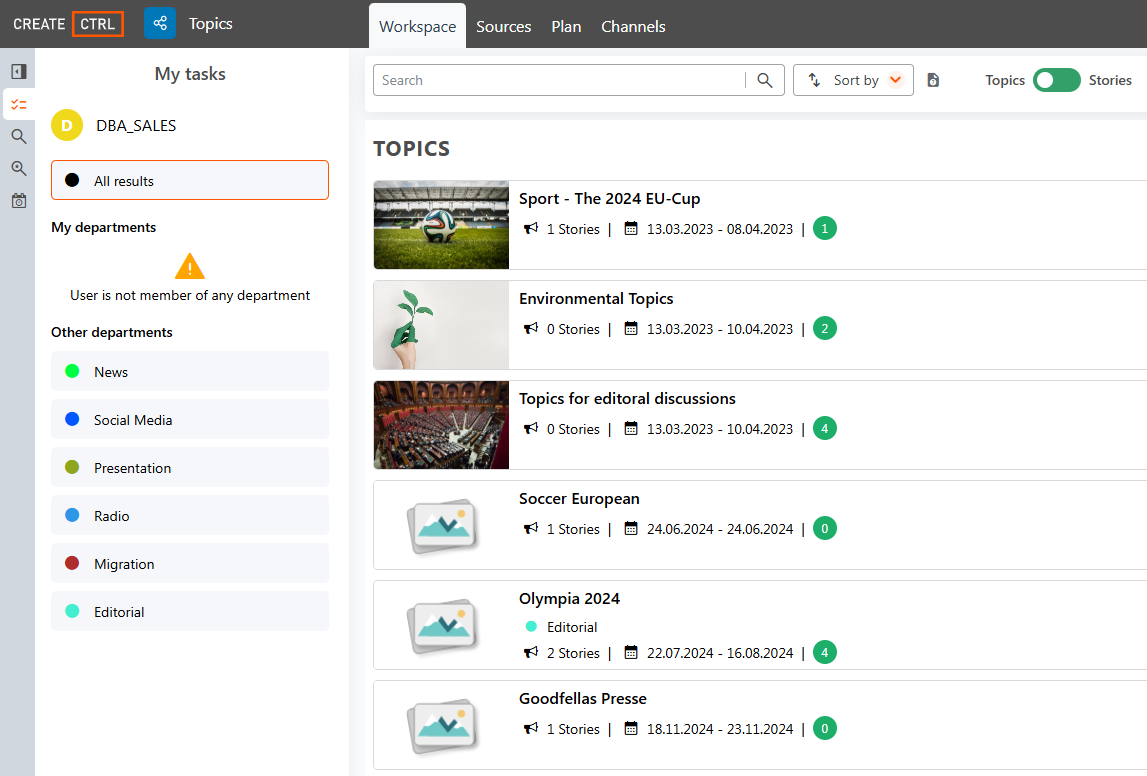 Topics editorial scheduling